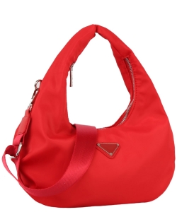 Nylon Triangle Plaque Shoulder Bag Hobo GLV-0174 RED
